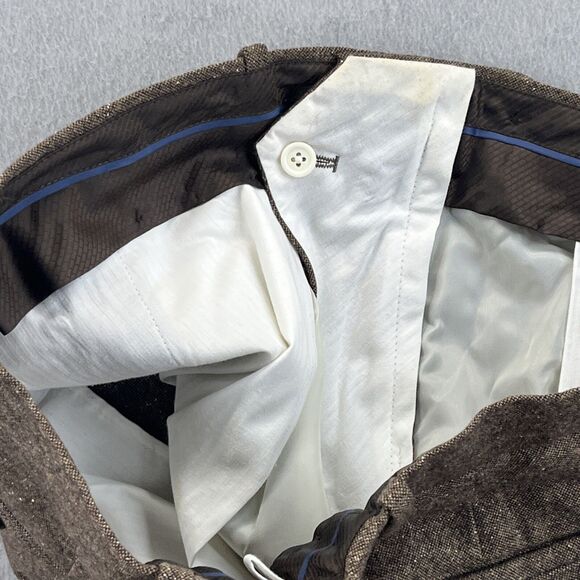 Bar III Mens Brown Textured Wool Blend Slim Fit Suit Pants Size 34W 34L Twill - Picture 14 of 15